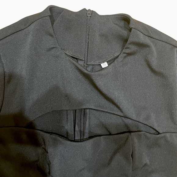 Sexy Hollow Out Cut Out Mini Dress Women Black Solid Long Sleeve Bodycon Dress - Picture 2 of 2